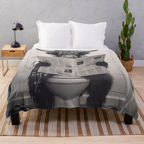 Item preview, Highland Cow Sitting on the Toilet Reading a Newspaper designed and sold by RobertoGreen.