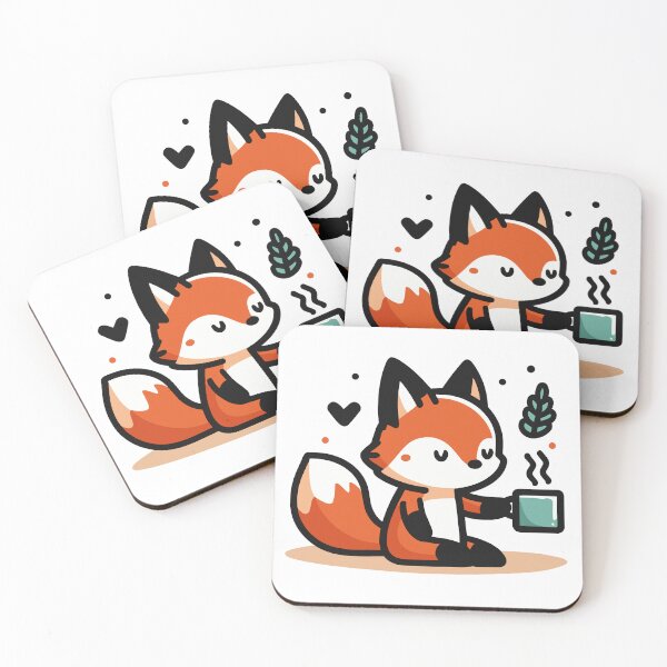 Item preview, Cute Fox Drinking Coffee designed and sold by BluRockDesigns.