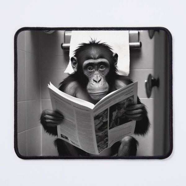 Item preview, Monkey Sitting on the Toilet Reading a Newspaper designed and sold by RobertoGreen.