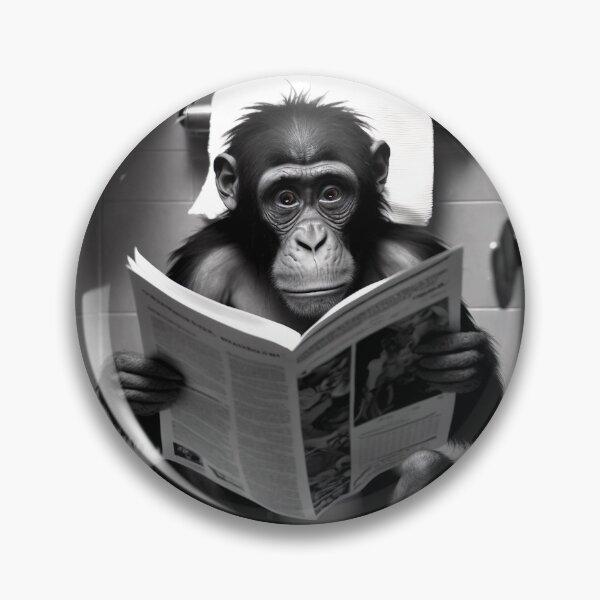 Item preview, Monkey Sitting on the Toilet Reading a Newspaper designed and sold by RobertoGreen.