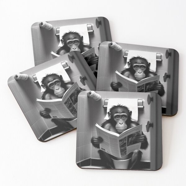 Item preview, Monkey Sitting on the Toilet Reading a Newspaper designed and sold by RobertoGreen.