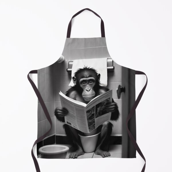 Item preview, Monkey Sitting on the Toilet Reading a Newspaper designed and sold by RobertoGreen.