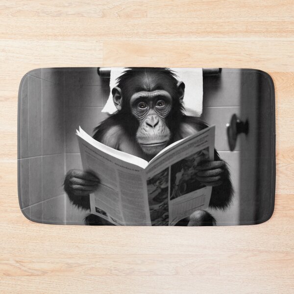 Item preview, Monkey Sitting on the Toilet Reading a Newspaper designed and sold by RobertoGreen.