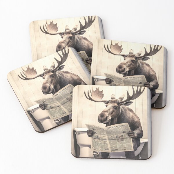 Item preview, Moose Sitting on the Toilet Reading a Newspaper designed and sold by RobertoGreen.