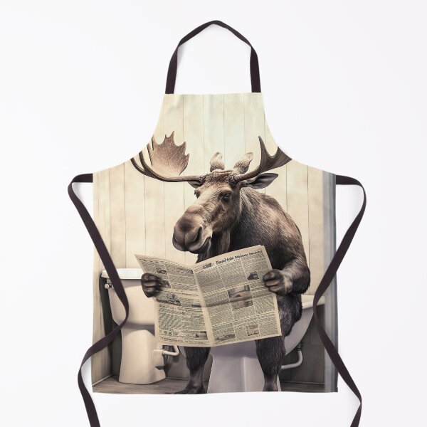 Item preview, Moose Sitting on the Toilet Reading a Newspaper designed and sold by RobertoGreen.