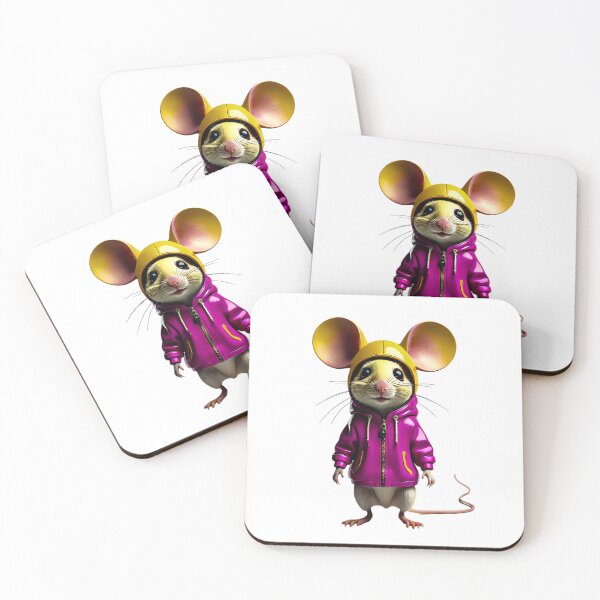 Item preview, Mouse in Pink & Yellow Rain Jacket designed and sold by JackrabbitPub.