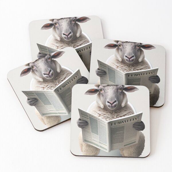 Item preview, Sheep Sitting on the Toilet Reading a Newspaper designed and sold by RobertoGreen.