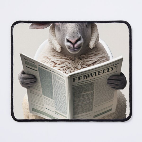 Item preview, Sheep Sitting on the Toilet Reading a Newspaper designed and sold by RobertoGreen.