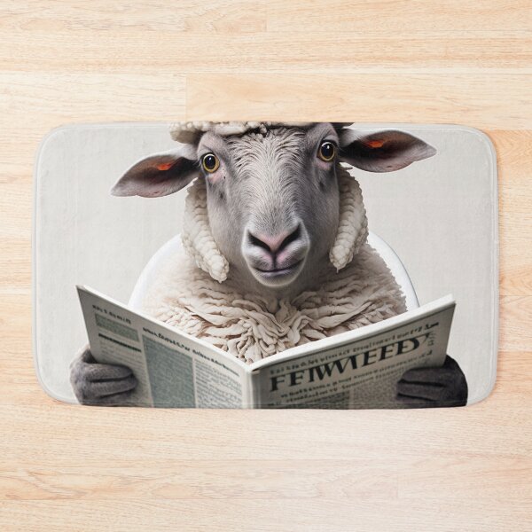 Item preview, Sheep Sitting on the Toilet Reading a Newspaper designed and sold by RobertoGreen.