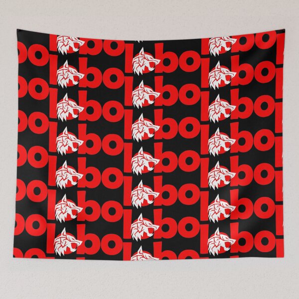 Item preview, White wolf with red eyes and red letters designed and sold by the Zarock Shop.