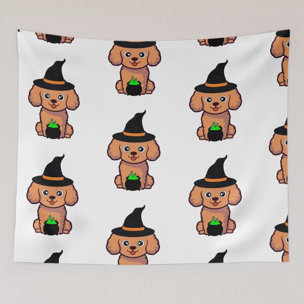 Item preview, Cute Brown Dog is wearing a witch costume designed and sold by Pet Station.