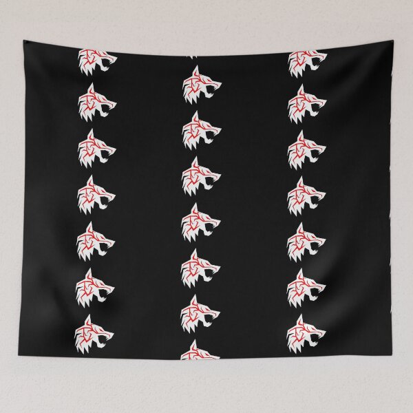 Item preview, White wolf with red eyes and black letters designed and sold by the Zarock Shop.