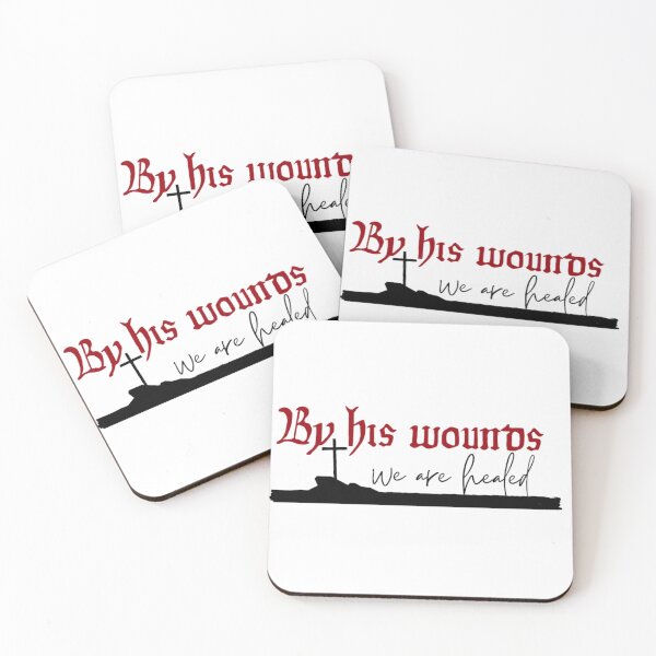 Item preview, By his wounds we are healed with cross and text art bible verse Isaiah 53:5 designed and sold by Crazy-art-land.