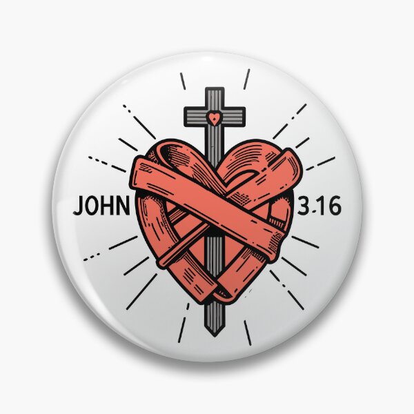 Item preview, John 3:16 - Christian Masculine Cross and Heart Design designed and sold by HahaHandlesHub.