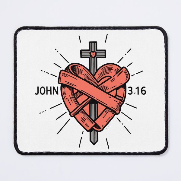 Item preview, John 3:16 - Christian Masculine Cross and Heart Design designed and sold by HahaHandlesHub.