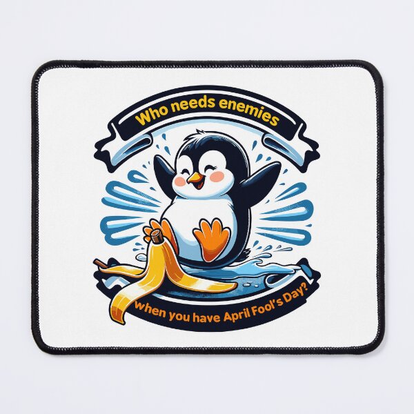 Item preview, Who needs enemies when you have April Fool's Day?-Penguin skating with a banana designed and sold by toobel.