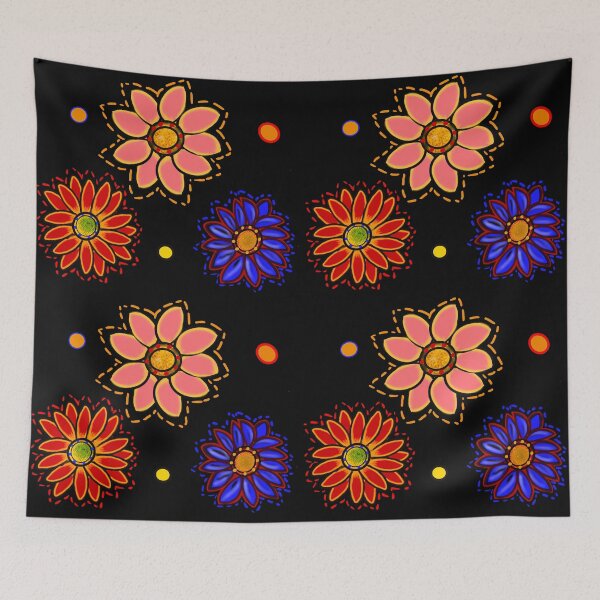 Item preview, Chrysanthemum Retro 60s and 70s flower power pattern - groovy flowers designed and sold by Artonmytee.