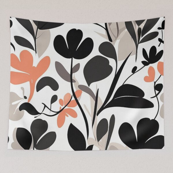 Item preview, 003 Black and Orange Floral Design designed and sold by Alexis Art Collection.