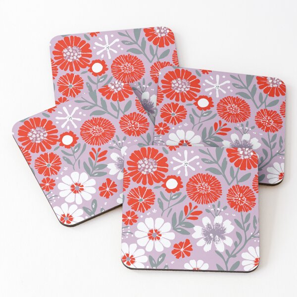 Item preview, Red And White Floral Lilac Background designed and sold by ArtCornerStudio.