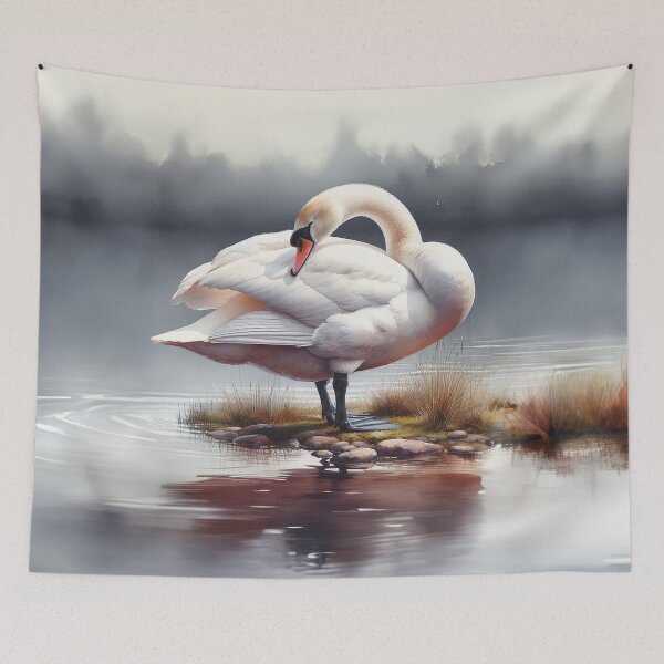 Item preview, Elegance in Motion: A Mute Swan Preening Its Feathers designed and sold by The Digital Compass.
