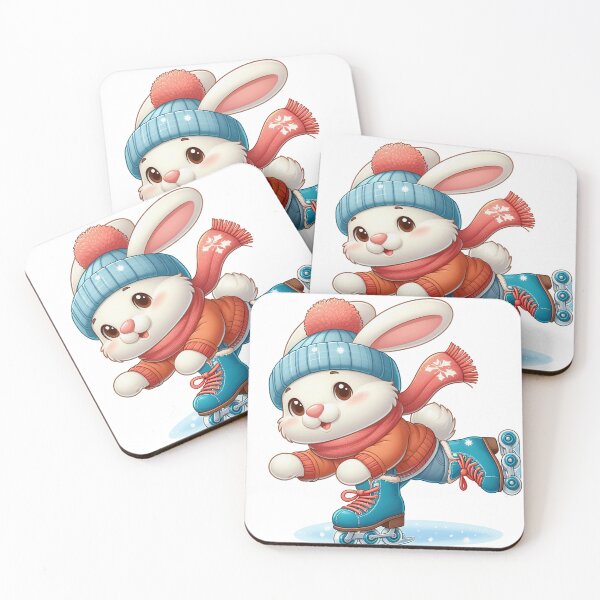 Item preview, cartoon rabbit wearing winter clothes is playing roller skates  designed and sold by MzulhilmiZam.
