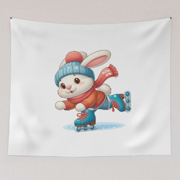 Item preview, cartoon rabbit wearing winter clothes is playing roller skates  designed and sold by MzulhilmiZam.