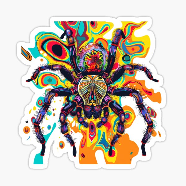 Artikel-Vorschau von Psychedelische Vogelspinne mit lebendigen Farben für Vogelspinnenliebhaber, designt und verkauft von Draw-Floks.