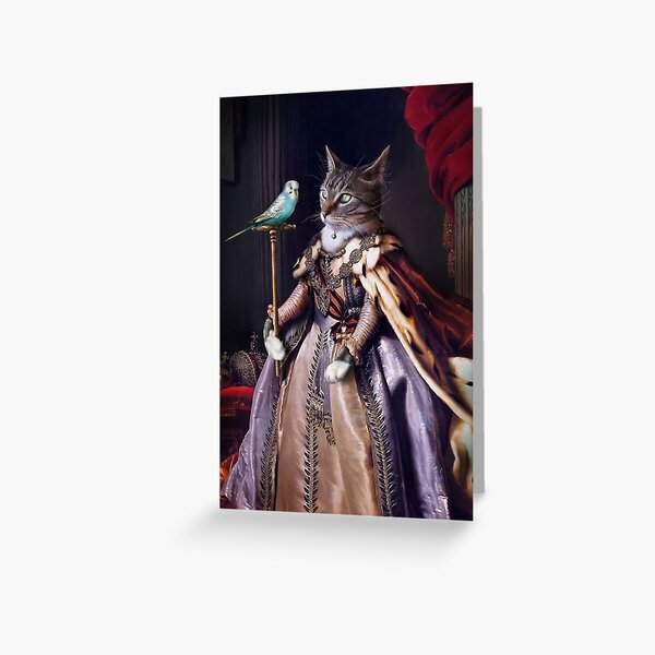 Cat and Budgie Portrait - Big Cat and Cyril Greeting Card