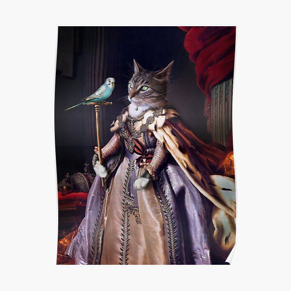 Cat and Budgie Portrait - Big Cat and Cyril Poster