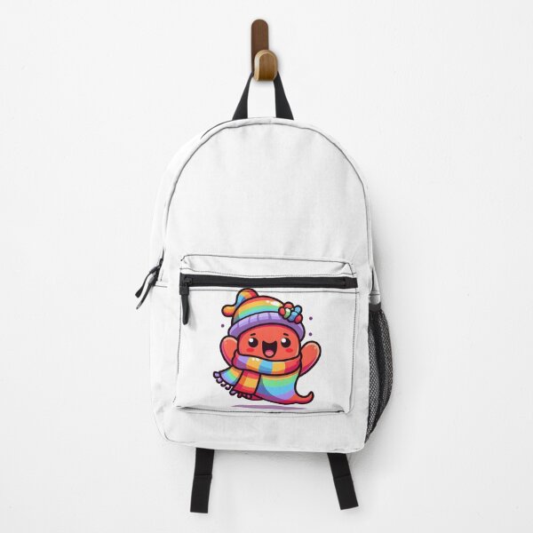 Item preview, Kawaii Buoyant Demon: Wearing A Rainbow Scarf And Hat designed and sold by CanvasCutie.