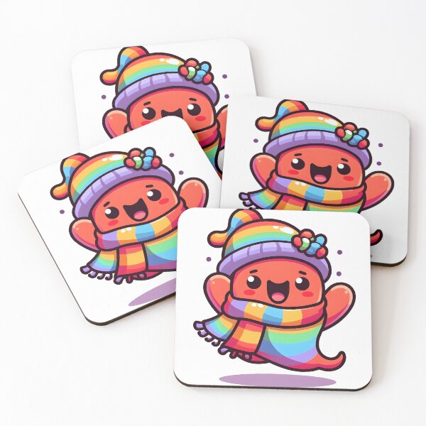 Item preview, Kawaii Buoyant Demon: Wearing A Rainbow Scarf And Hat designed and sold by CanvasCutie.