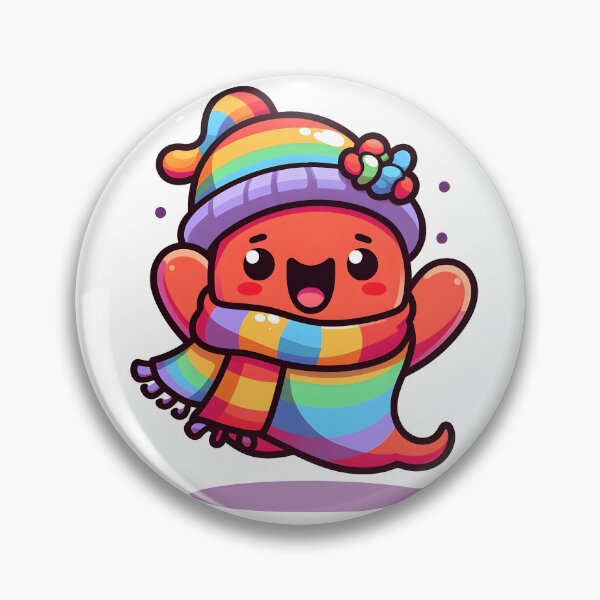 Item preview, Kawaii Buoyant Demon: Wearing A Rainbow Scarf And Hat designed and sold by CanvasCutie.