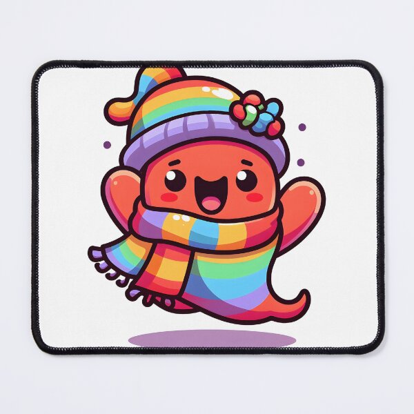 Item preview, Kawaii Buoyant Demon: Wearing A Rainbow Scarf And Hat designed and sold by CanvasCutie.