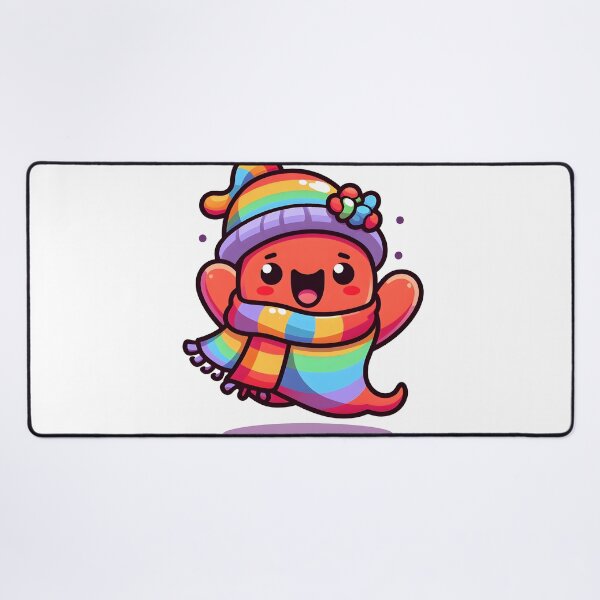 Item preview, Kawaii Buoyant Demon: Wearing A Rainbow Scarf And Hat designed and sold by CanvasCutie.