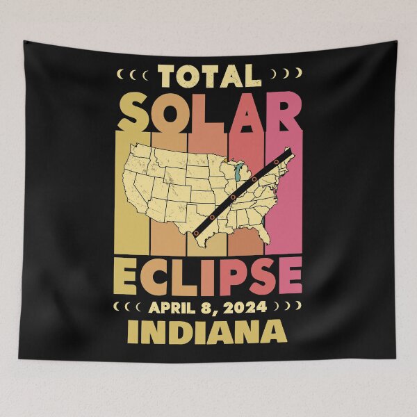 Item preview, Indiana Total Solar Eclipse with MAP - in Sun Hues 2024 April 8 designed and sold by EmeraldeaArt.