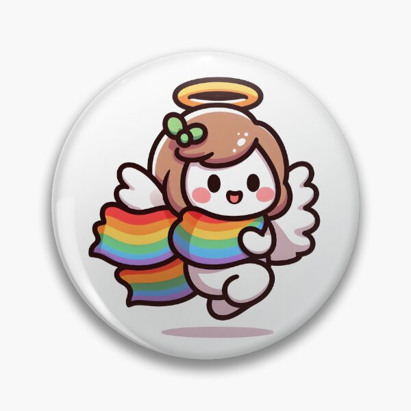 Item preview, Kawaii Pleasant Angel With A Rainbow Scarf designed and sold by CanvasCutie.