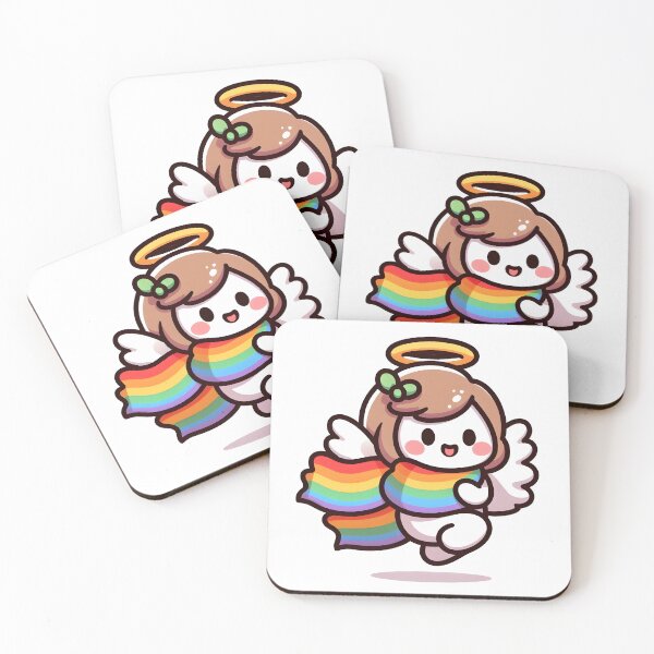 Item preview, Kawaii Pleasant Angel With A Rainbow Scarf designed and sold by CanvasCutie.