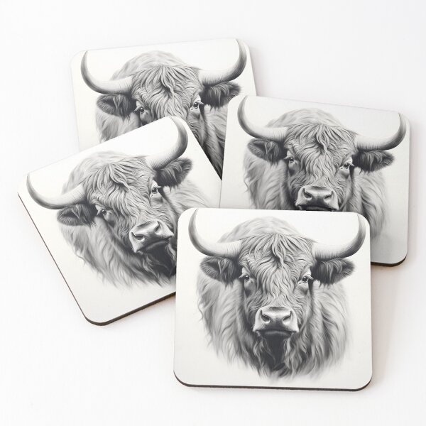 Item preview, Black and white ox pencil drawing designed and sold by Pencil-Art.