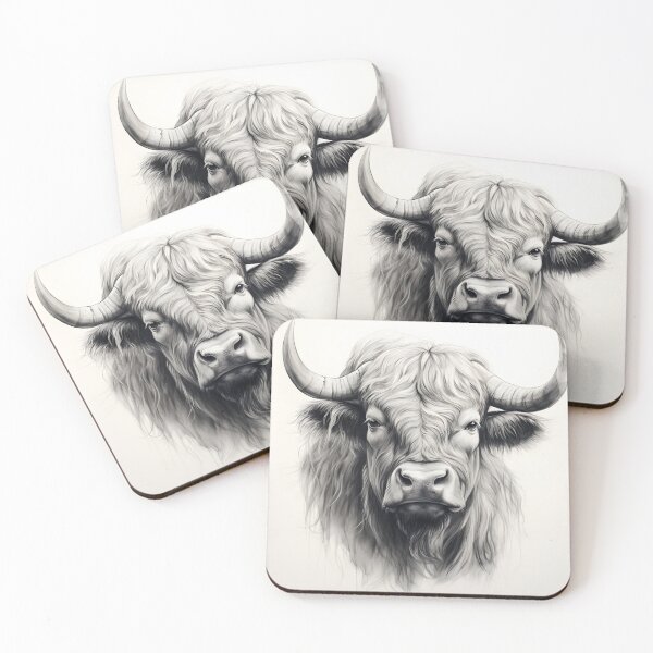 Item preview, Black and white ox pencil drawing designed and sold by Pencil-Art.