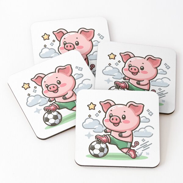 Item preview, Kawaii Pig Playing Soccer designed and sold by CanvasCutie.
