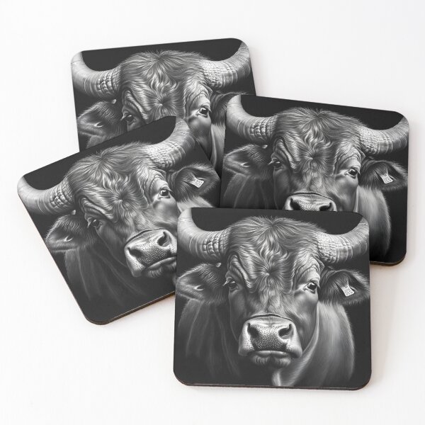 Item preview, Black and white ox pencil drawing designed and sold by Pencil-Art.