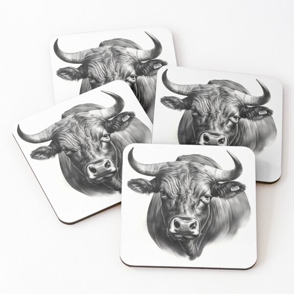 Item preview, Black and white ox pencil drawing designed and sold by Pencil-Art.