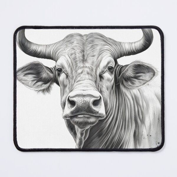 Item preview, Black and white ox pencil drawing designed and sold by Pencil-Art.