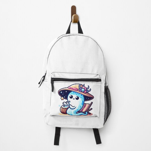 Item preview, Kawaii Luminous Banshee With Beach Hat Sipping A Coconut Drink On The Beach designed and sold by CanvasCutie.