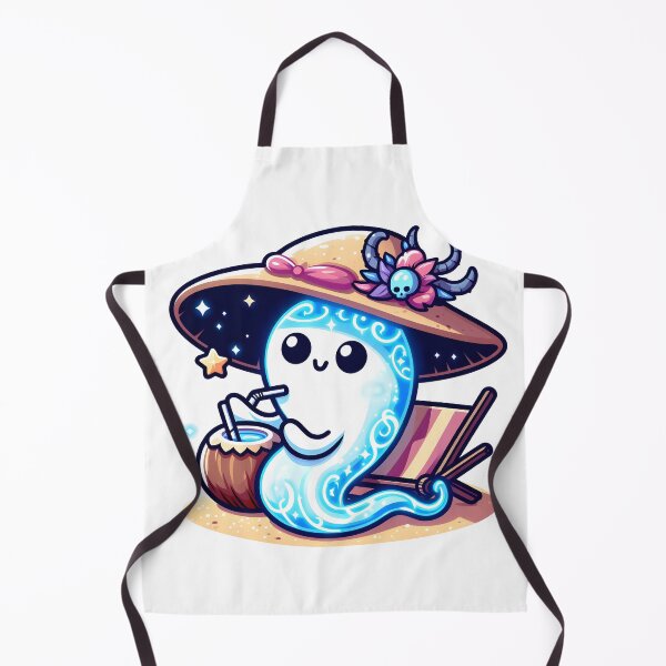 Item preview, Kawaii Luminous Banshee With Beach Hat Sipping A Coconut Drink On The Beach designed and sold by CanvasCutie.
