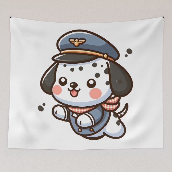 Item preview, Kawaii Dalmatian With Pilot Hat designed and sold by CanvasCutie.