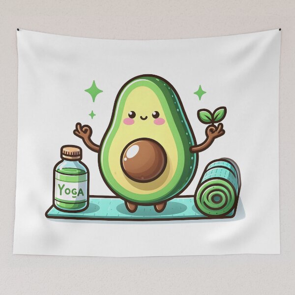 Item preview, Kawaii Avocado With A Yoga Mat designed and sold by CanvasCutie.