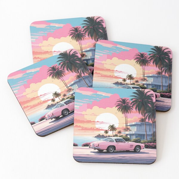 Item preview, Sunset Drive Elegance on the Retro Coastal Horizon designed and sold by ArtComixHaven.