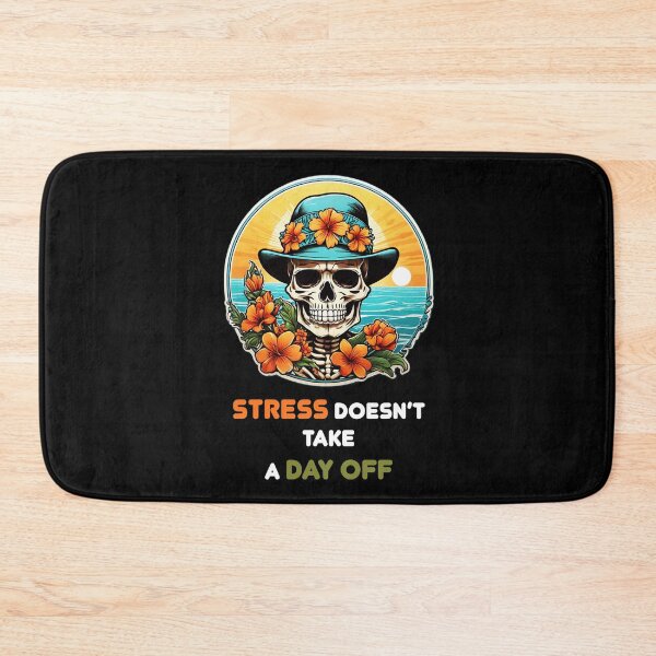 Item preview, Stress Doesn't Take a Day Off - Blue Hat Skull on a Beach designed and sold by Ridiculam Toga.