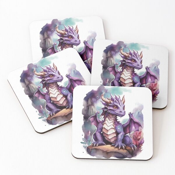 Item preview,  a friendly purple dragon on a stone designed and sold by Rose Design & Photos.